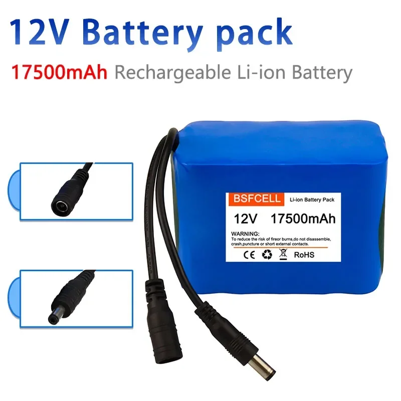 12V Battery Pack 3S5P 17500mAh DC Rechargeable Li-ion Battery For outdoor audio solar lights 12V electrical appliances.