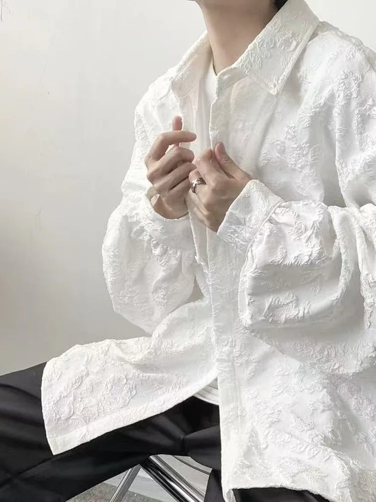 

Мужская повседневная рубашка свободного кроя из полиэфирного волокна в японском стиле с цветочным узором, простая, для повседневной носки