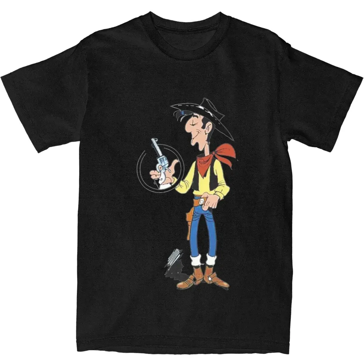 Lucky Luke T Shirt pistol Fashion T Shirts Short Sleeve Streetwear Tops Summer 100% Cotton O Neck Plus Size 5XL Tees