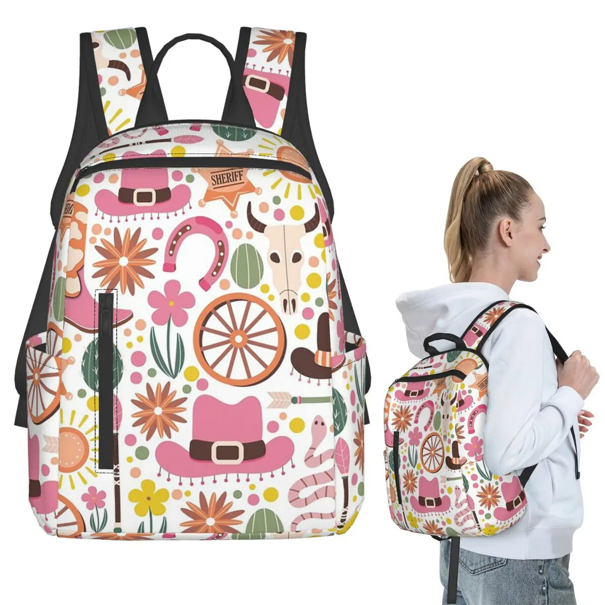 Adorable Western Cowboy Element Backpack Student BookBag Children School Bag Computer Shoulder Bags Boys Girls