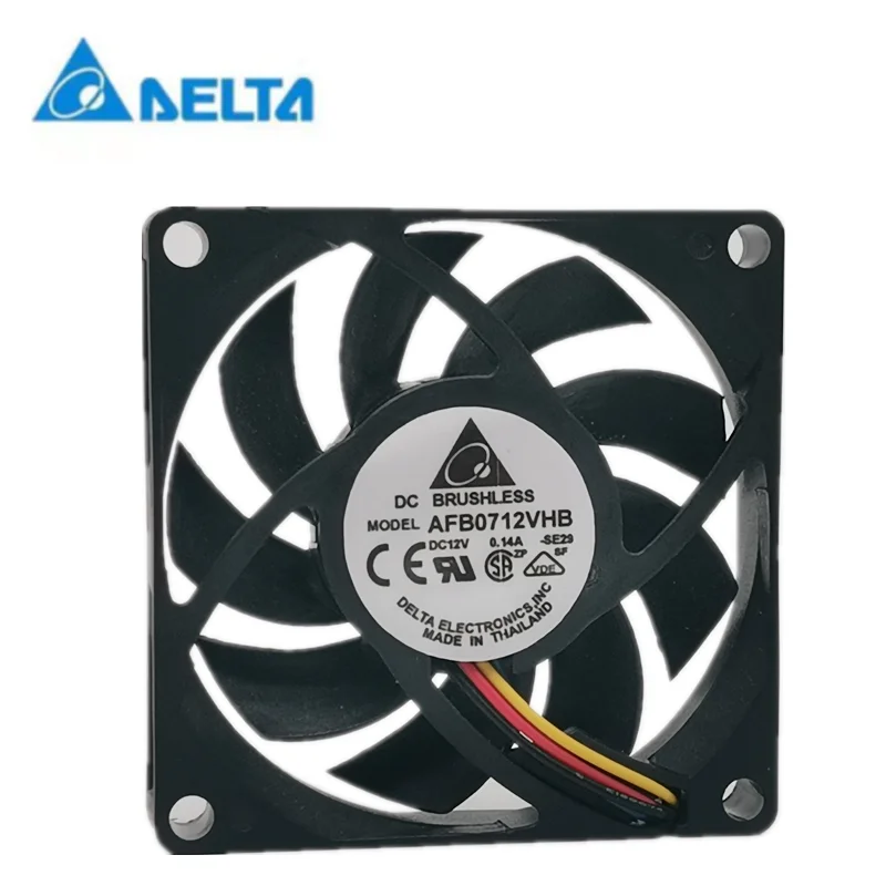 

New delta AFB0712VHB 7015 12V 0.14a four wire PWM speed regulating chassis cooling fan