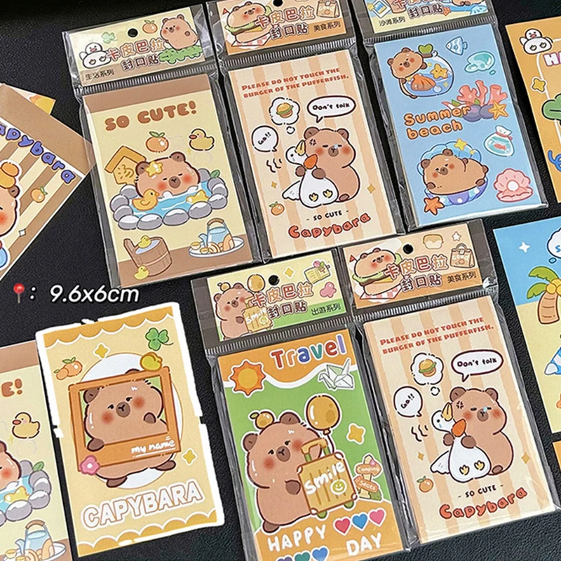 Mini pegatinas de cuenta de mano de dibujos animados Capybara, pegatinas de bolsillo portátiles, pegatinas de decoración DIY, suministros escolares, regalos, 20 hojas