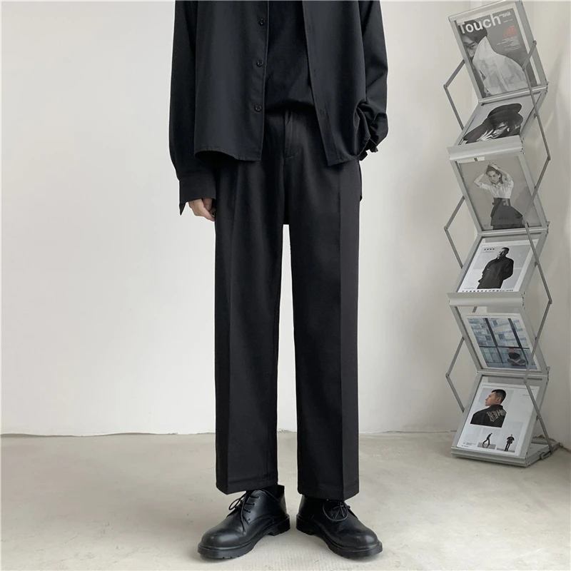 

Summer New Smooth Pendulous Suit Pants Men Business Long Trousers Korean Formal Ankle Length Pant Male Handsome H114