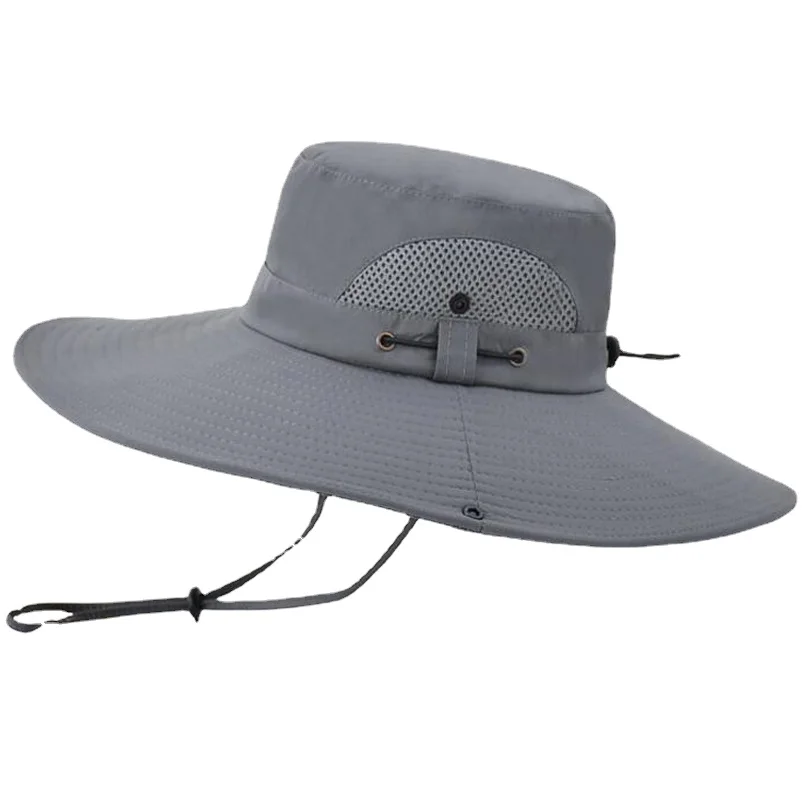 

Summer Wide Brim Bucket Hats Fashion Outdoor Drawstring Mountaineering Sun Hat Fishing Panama Cycling Visors Breathable Mesh