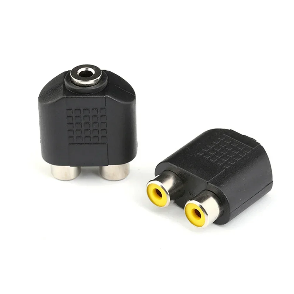 1pc 3.5mm To 2 For RCA Female Audio Cable Adapter Connector For Speaker Amplifiers Mic Audio Adapter