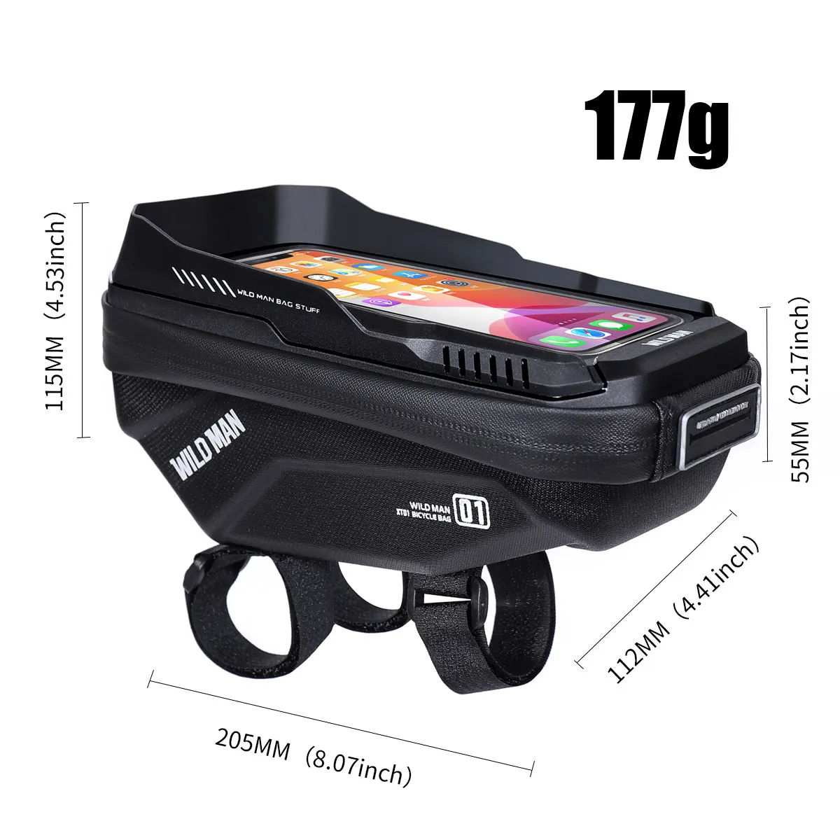 WILD MAN XT1 Bicycle Hard Shell Handlebar Bag with Touch Screen Phone EVA Front Head Bag, Outdoor Front Beam Pack