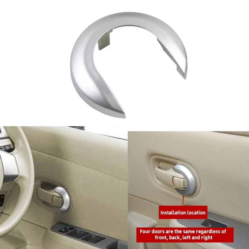 Car Interior Door Handle Cover Trim Handle Escutcheon For Nissan Tiida 2005-2010 LIVINA NV200 Geniss Bright Silver