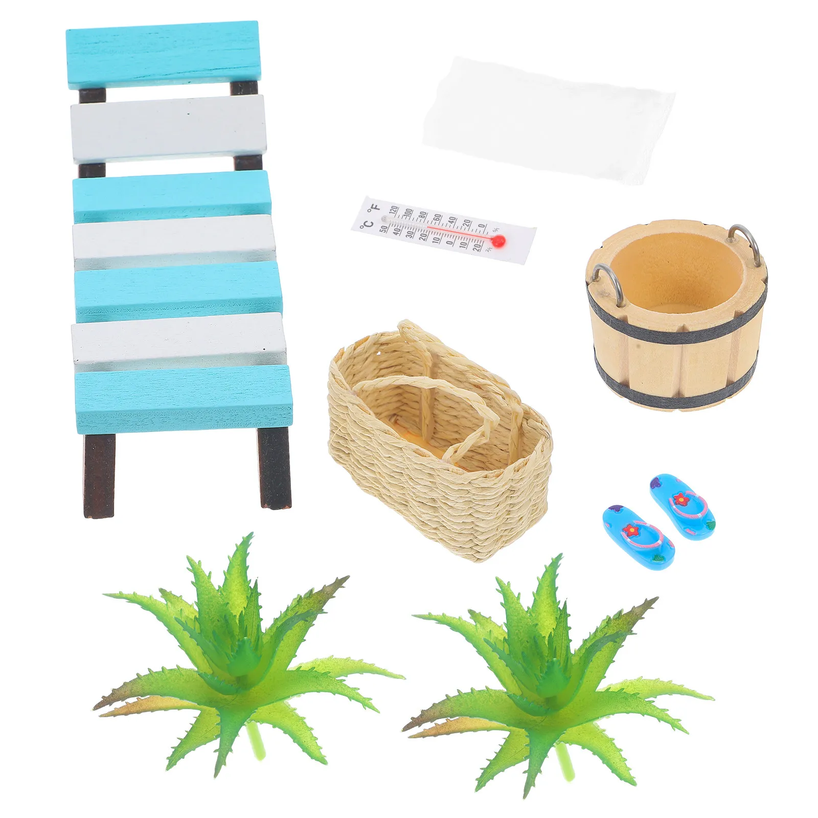 

1Set Chair Mini House Accessories Summer Beach Style Ornament Micro Scene Decoration Miniature Landscape Props Tiny