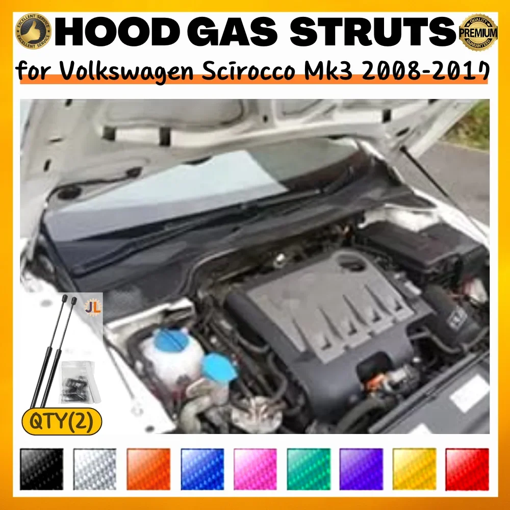 

Qty(2) Hood Struts for Volkswagen Scirocco Mk3 2008-2017 Front Bonnet Modify Gas Springs Shock Absorbers Lift Supports Dampers