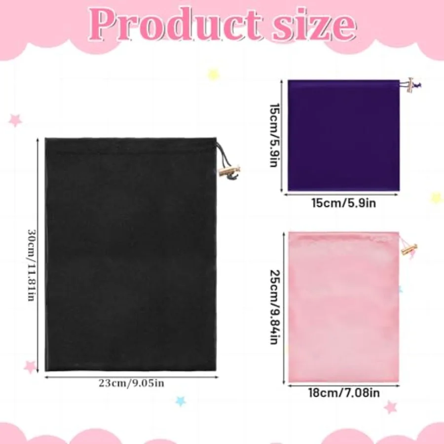 Toy Storage Bags, 6 Pcs Quality Satin Silk Drawstring Pouch Adjustable Microfiber Toy Organizer Bags Gift Bag Foldable Ditty Ba