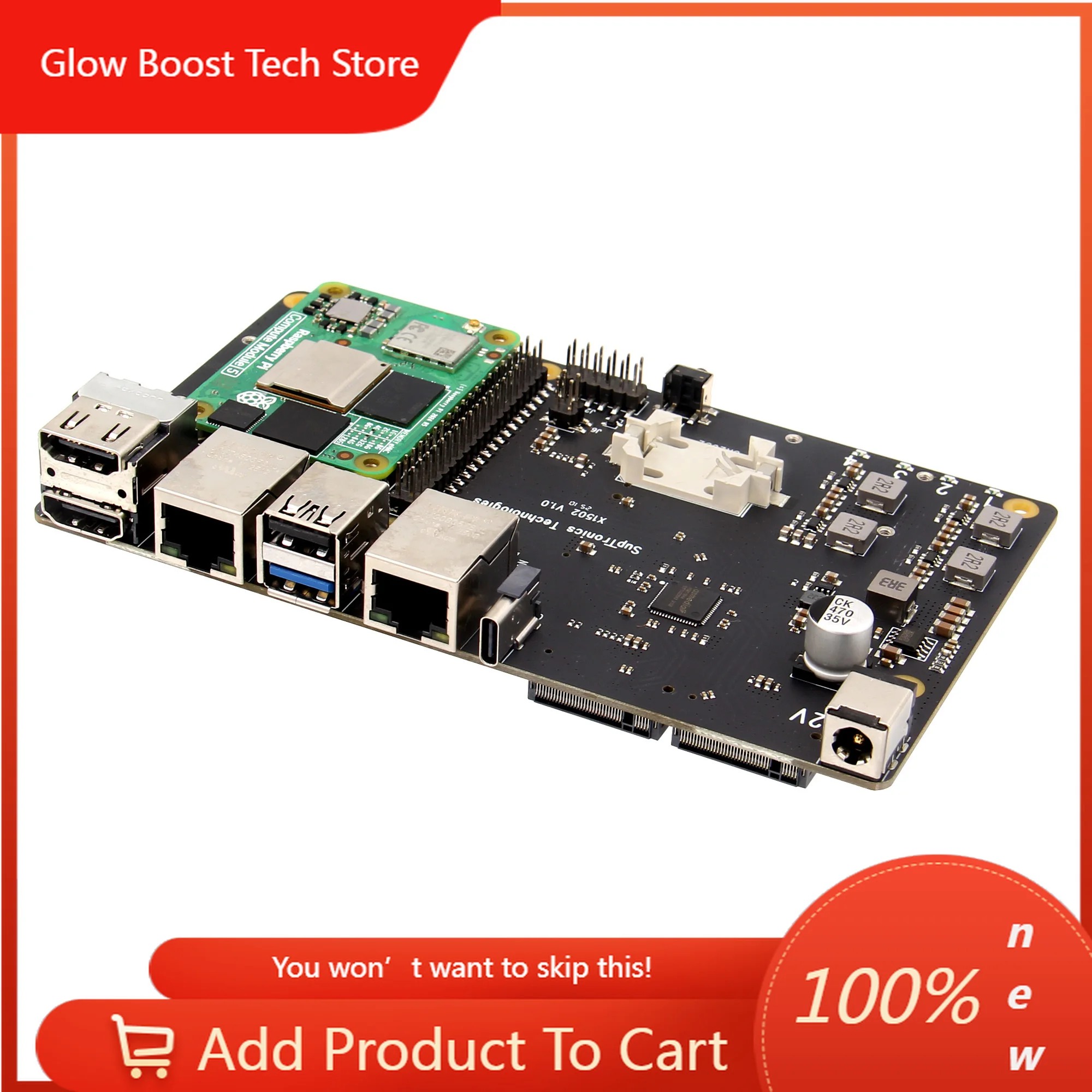 

NYGeekbord X1502 V1.0 IO board for Raspberry Pi CM5 with four M.2 NVMe SSDs and 1GbE+2.5GbE Ethernet Ports