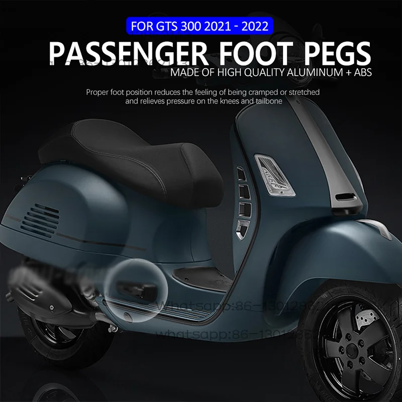 New for Vespa GTS 300 GTS300 Gts300 Gts 300 Motorcycle Accessories Rear Passenger Foot Pegs Mount Black Pedal 2021 2022
