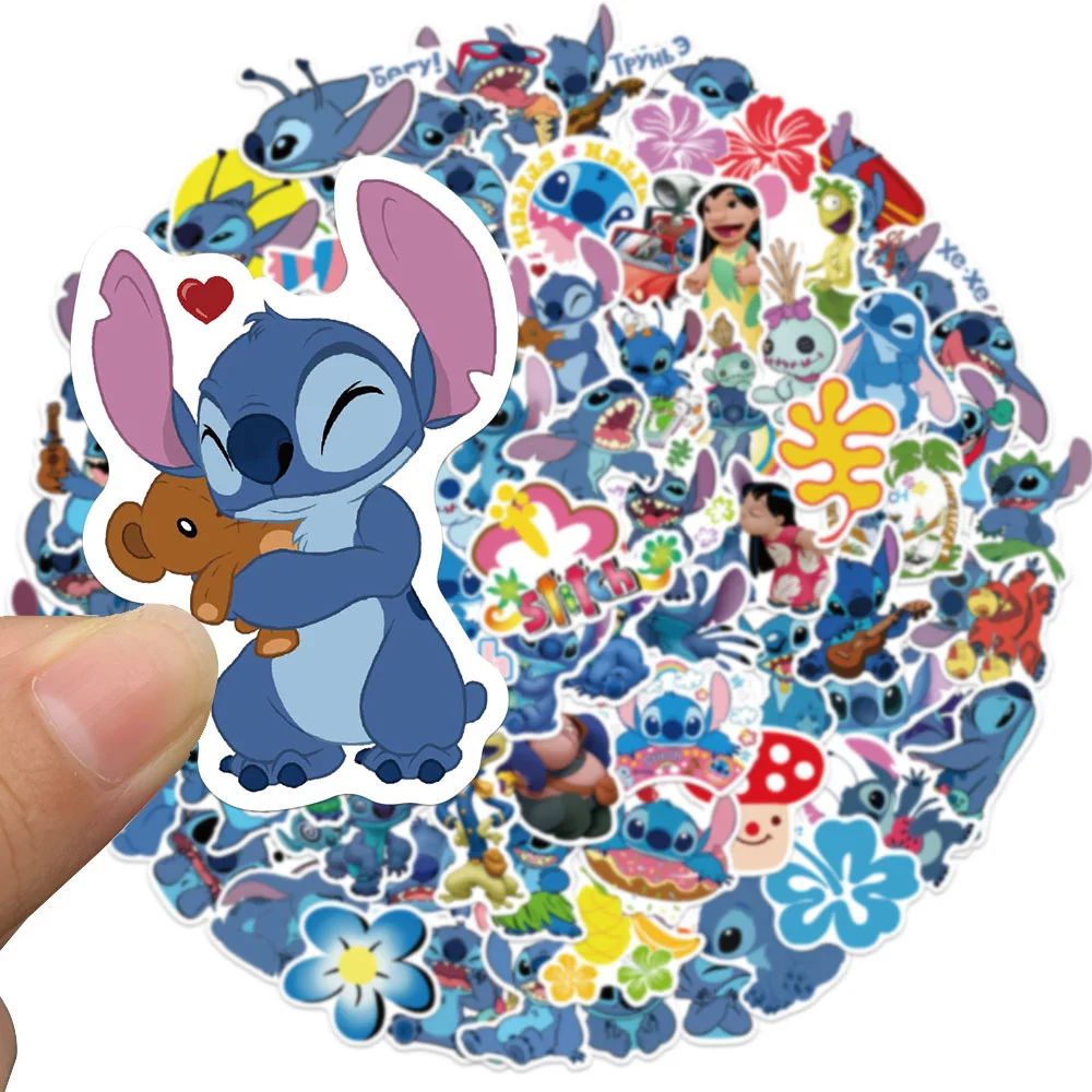 Disney-Kawaii Lilo & Stitch adesivos para crianças, adesivos para skate, laptop, bagagem, telefone, motocicleta, carro, brinquedo legal, 10 pcs, 30 pcs, 50 pcs, 100pcs