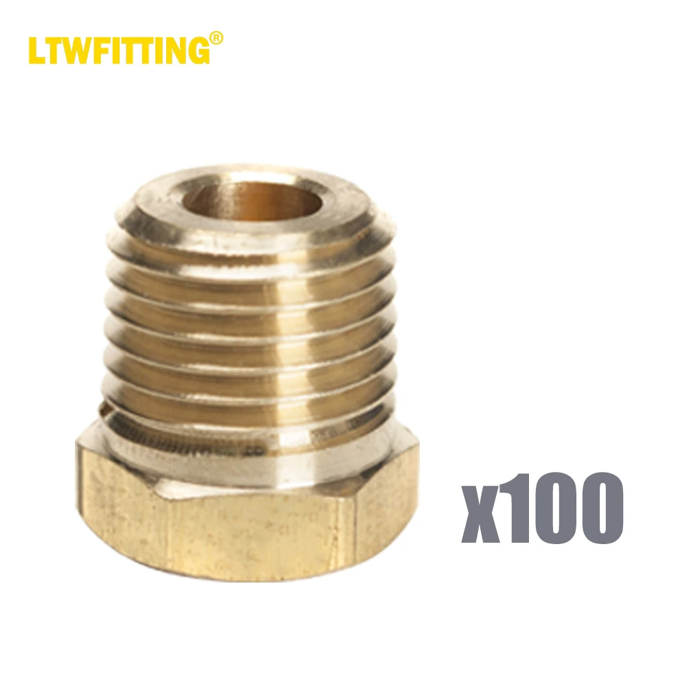 

LTWFITTING Brass Pipe Hex Head Plug Fittings 1/4-Inch Male NPT Air Fuel Water Boat(Pack of 100)