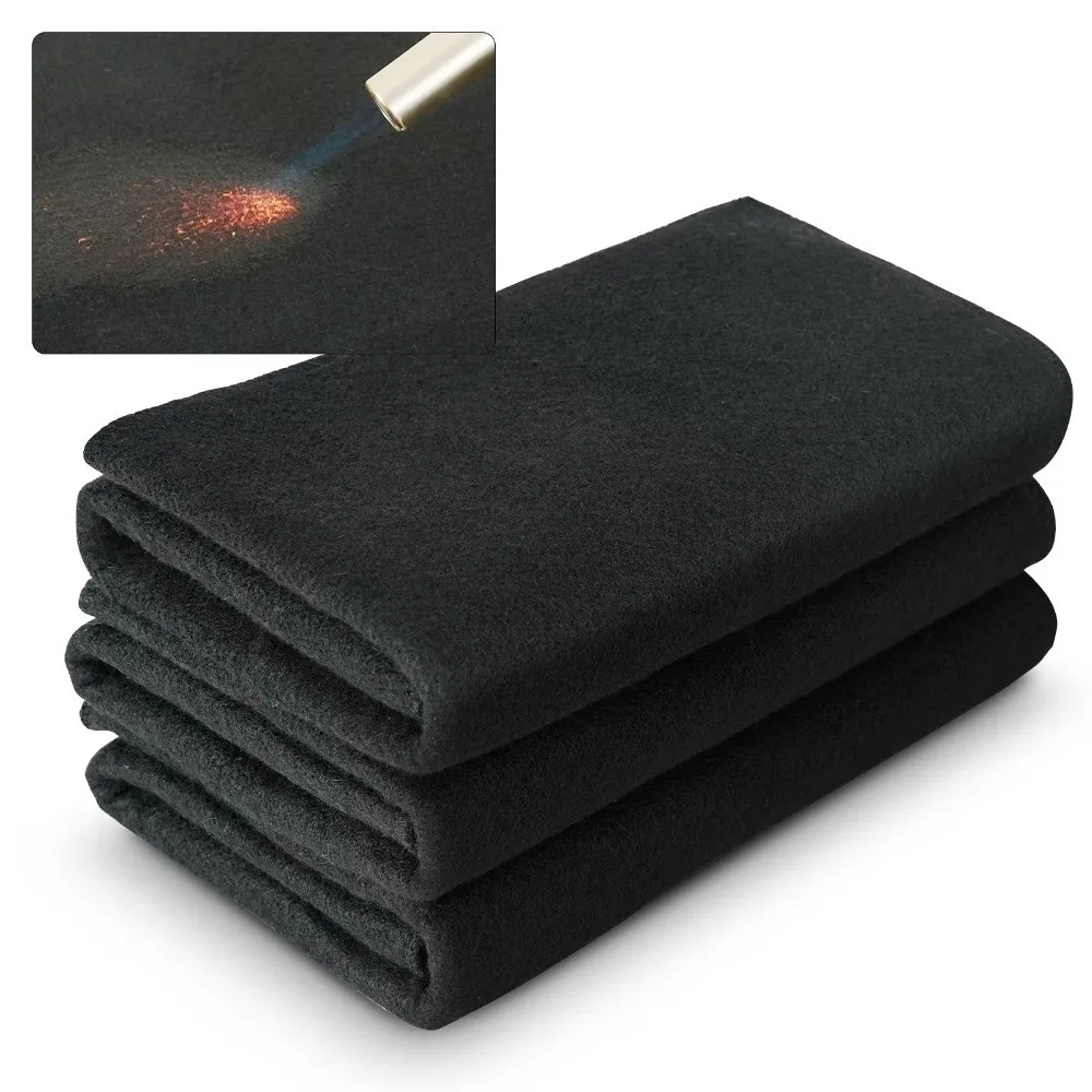 100*100cm Carbon Fiber Felt Black Fireproof Welding Protective Blanket High-temperature Resistant Flame-retardant