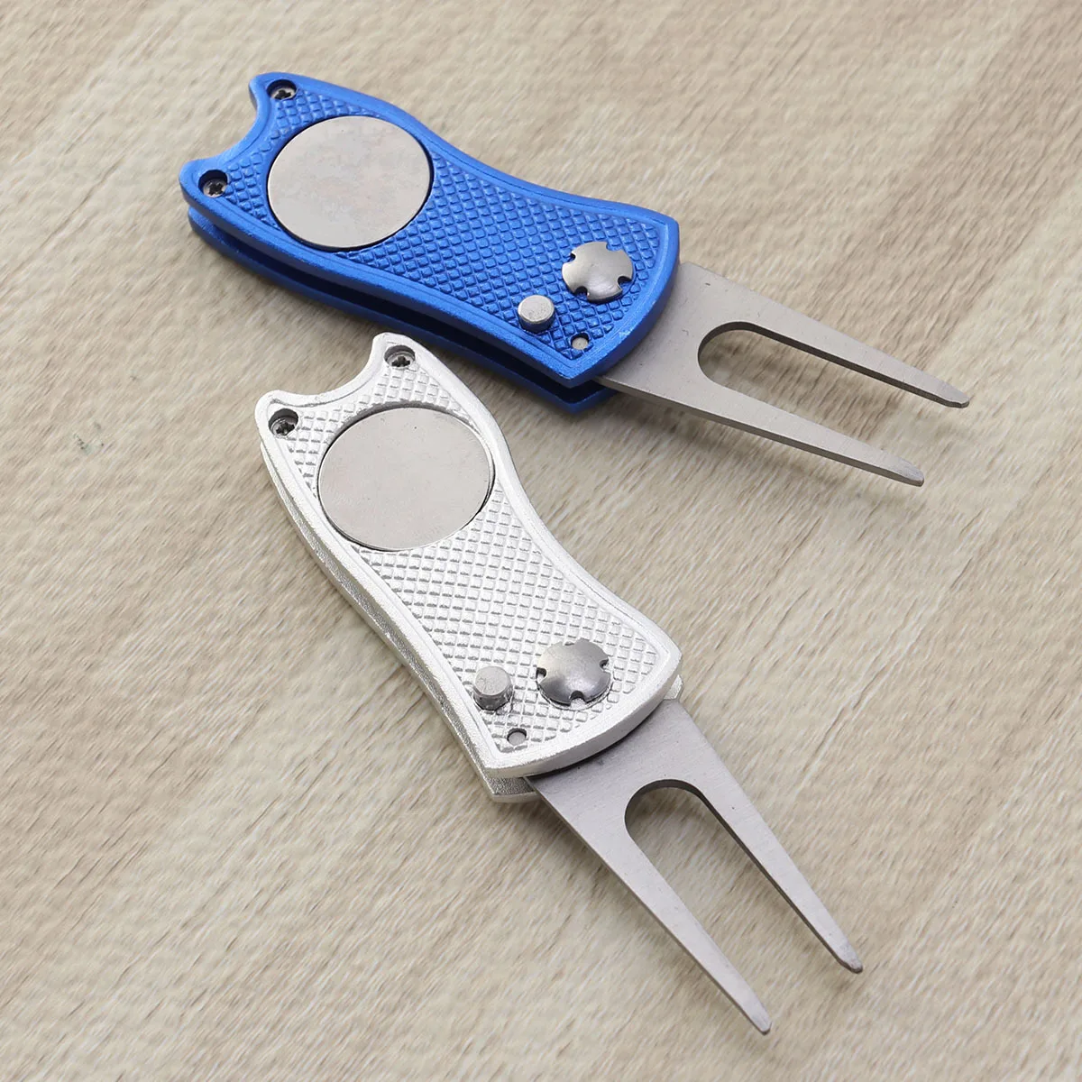 أداة إصلاح Divot قابلة للطي من الفولاذ المقاوم للصدأ، ملحقات جولف، أزرق خفيف الوزن، محمول، متين، سهل الإمساك، تصميم خاص #3
