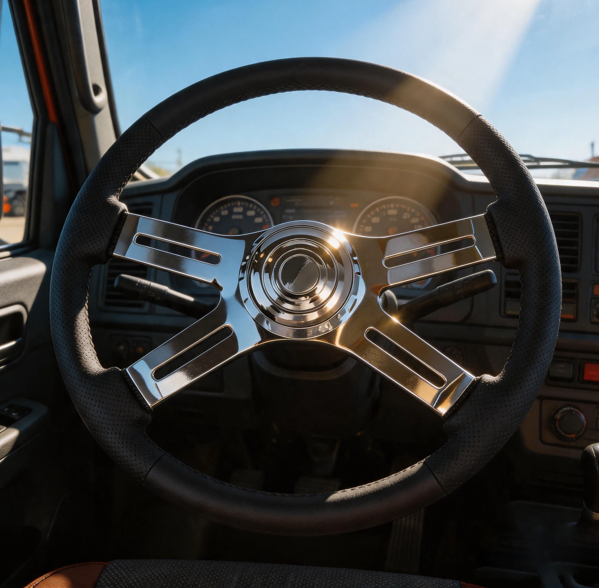 450mm Black Modified Truck Steering Wheel 17.72 inch ABS Truck Steering Wheel Modified Racing Steering Wheel Wholesale