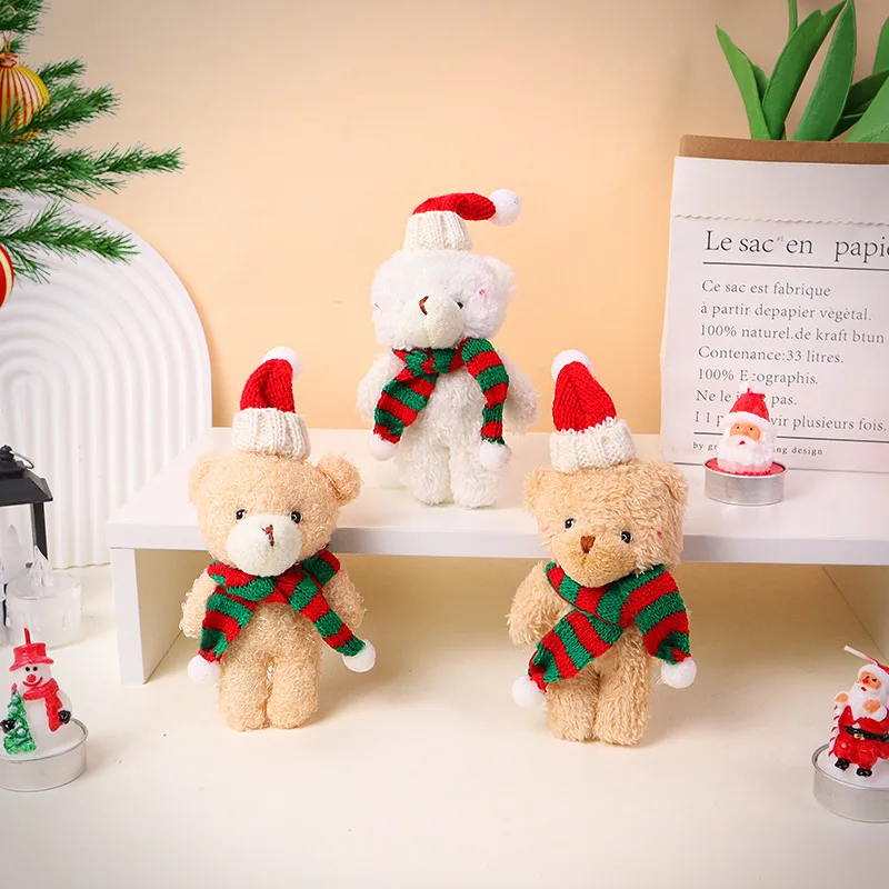 Plush Bear Doll Christmas Tree Plush Keychains Soft Mini Bear Cute Plush Bear Kids Christmas Gift Xmas Home Decoration Xmas Tree