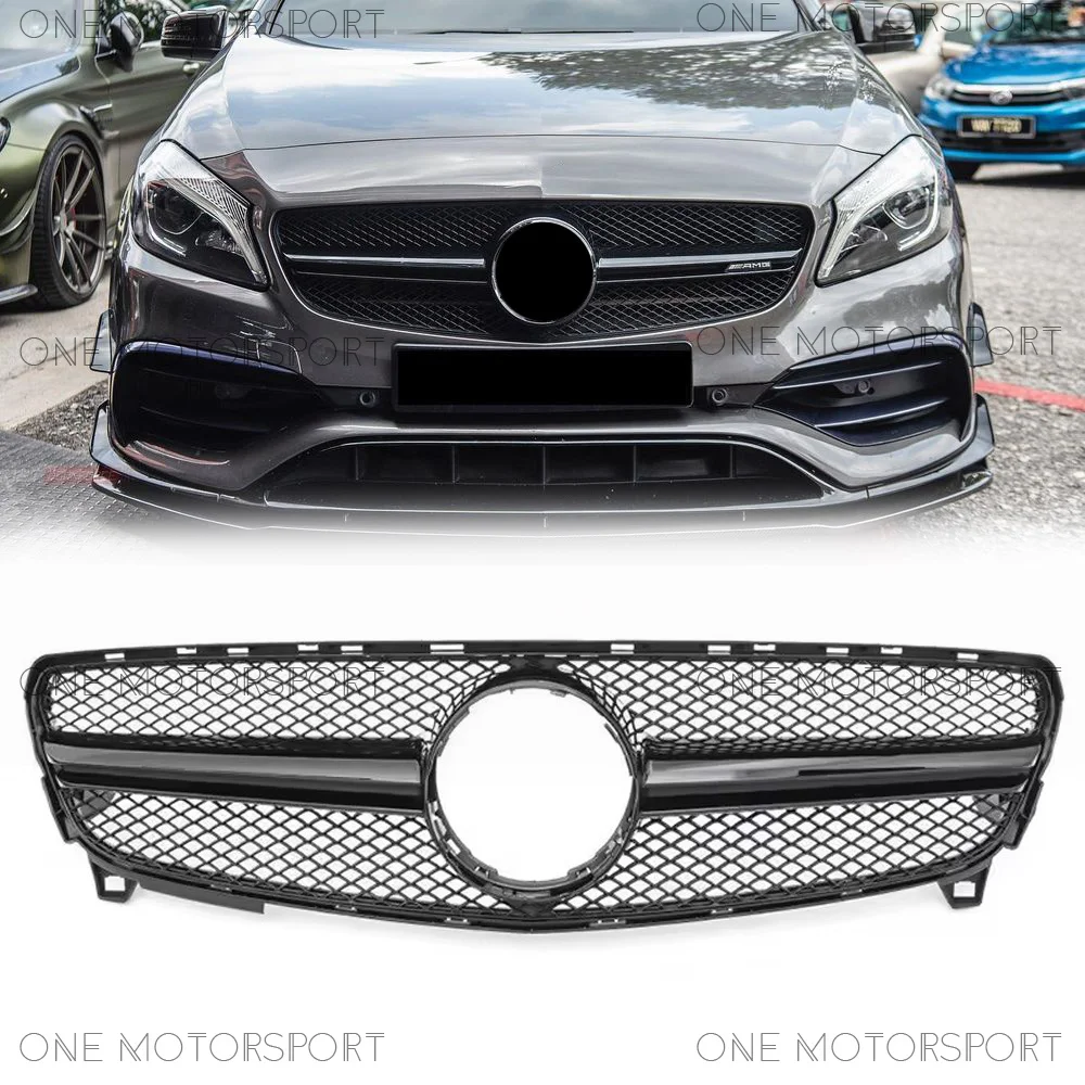 

Chrome Black Front Bumper Racing Grille For Mercedes Benz A-Class W176 2016-2018 A180 A250 A45 Racing Grille Bumper Grille