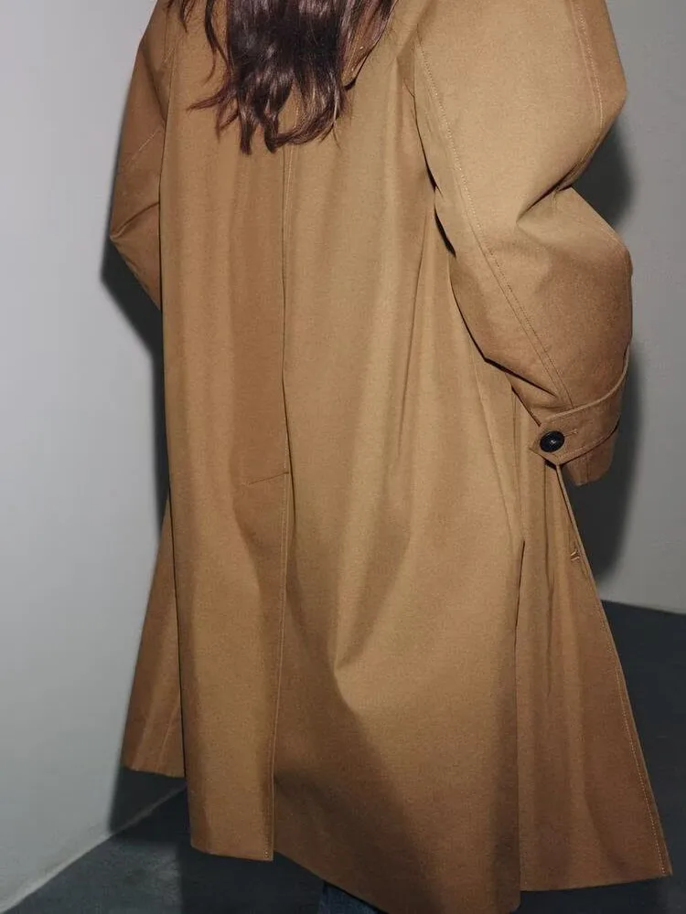 Elegancki długi płaszcz jesieni 2025, damski płaszcz z wysokiej półki z kołnierzem, płaszcz o średniej długości, osobowość.