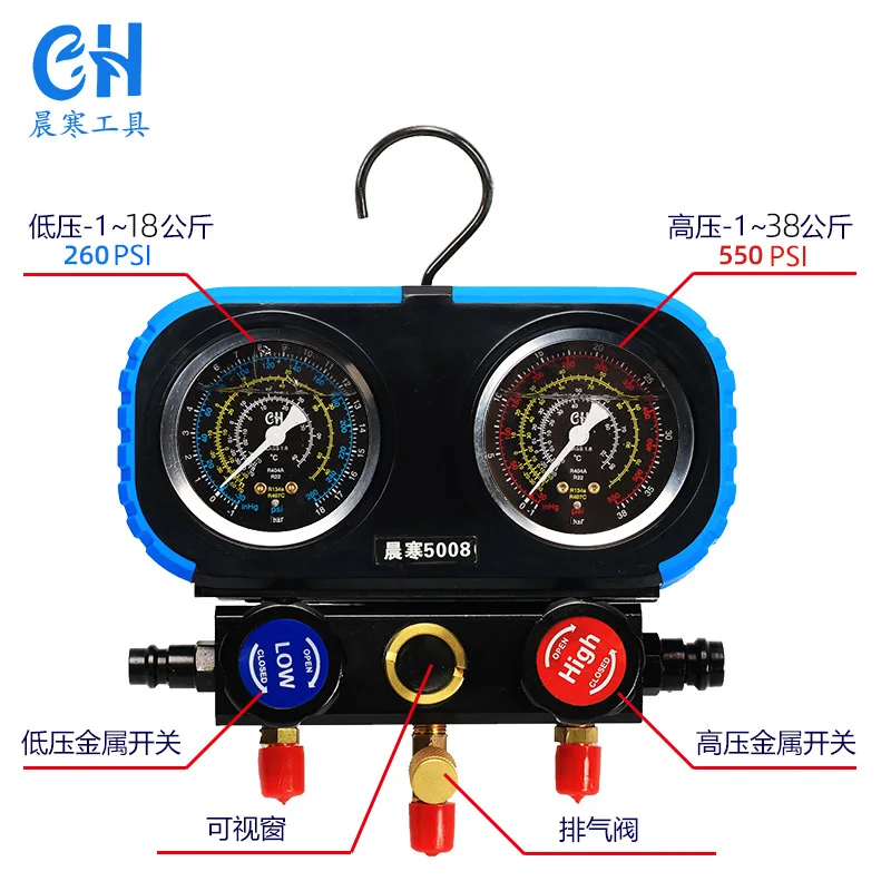 Automotive/Household Air Conditioning Fluoride Double Meter Snow Pressure Gauge R12 22 R134A R410