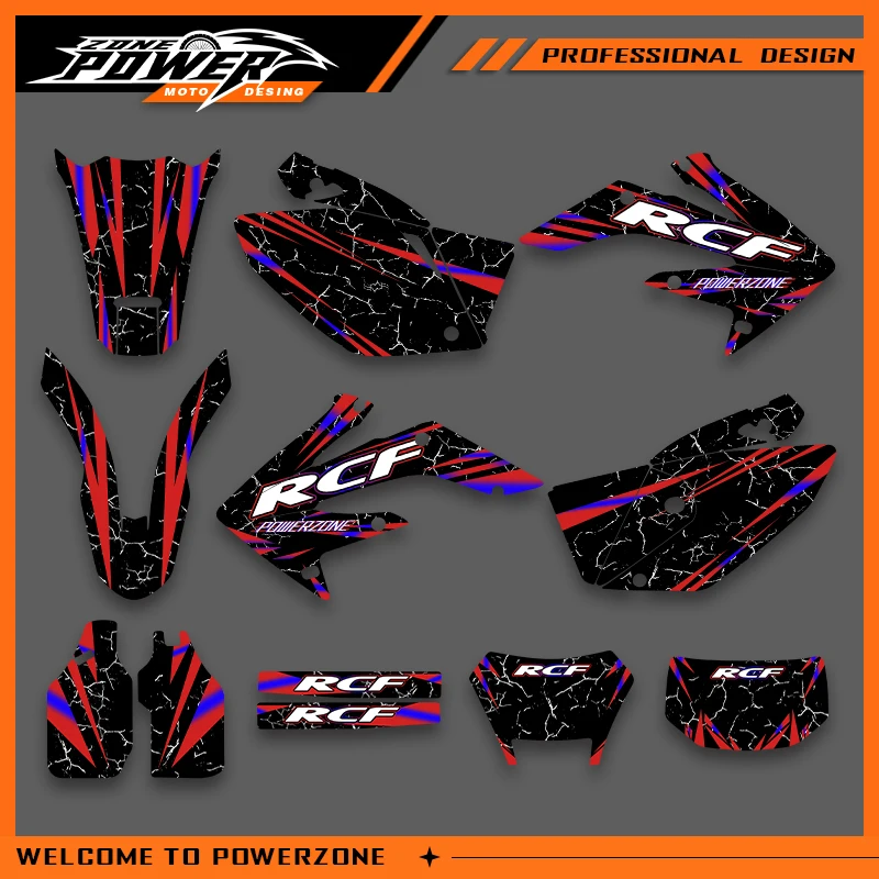 

Powerzone For Honda Motorcycl Graphics Background Decals Stickers Kit For Honda CRF250X 2004-2017 2018 2019 Number Name Custom