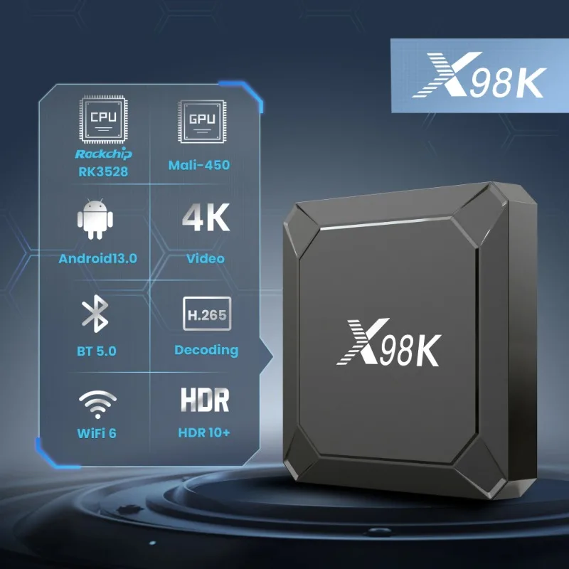 X98K Portable Box Android TV 13 RK3528 Smart TV Box Dual WIFI BT 5.0 Wifi 6 Set Top TV Box HD Media Player