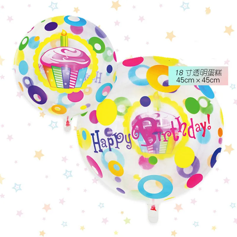 18 inch Transparent Aluminum film Balloon ball gift star Cake Happy Birthday party Decoration baby Shower toy Decoration