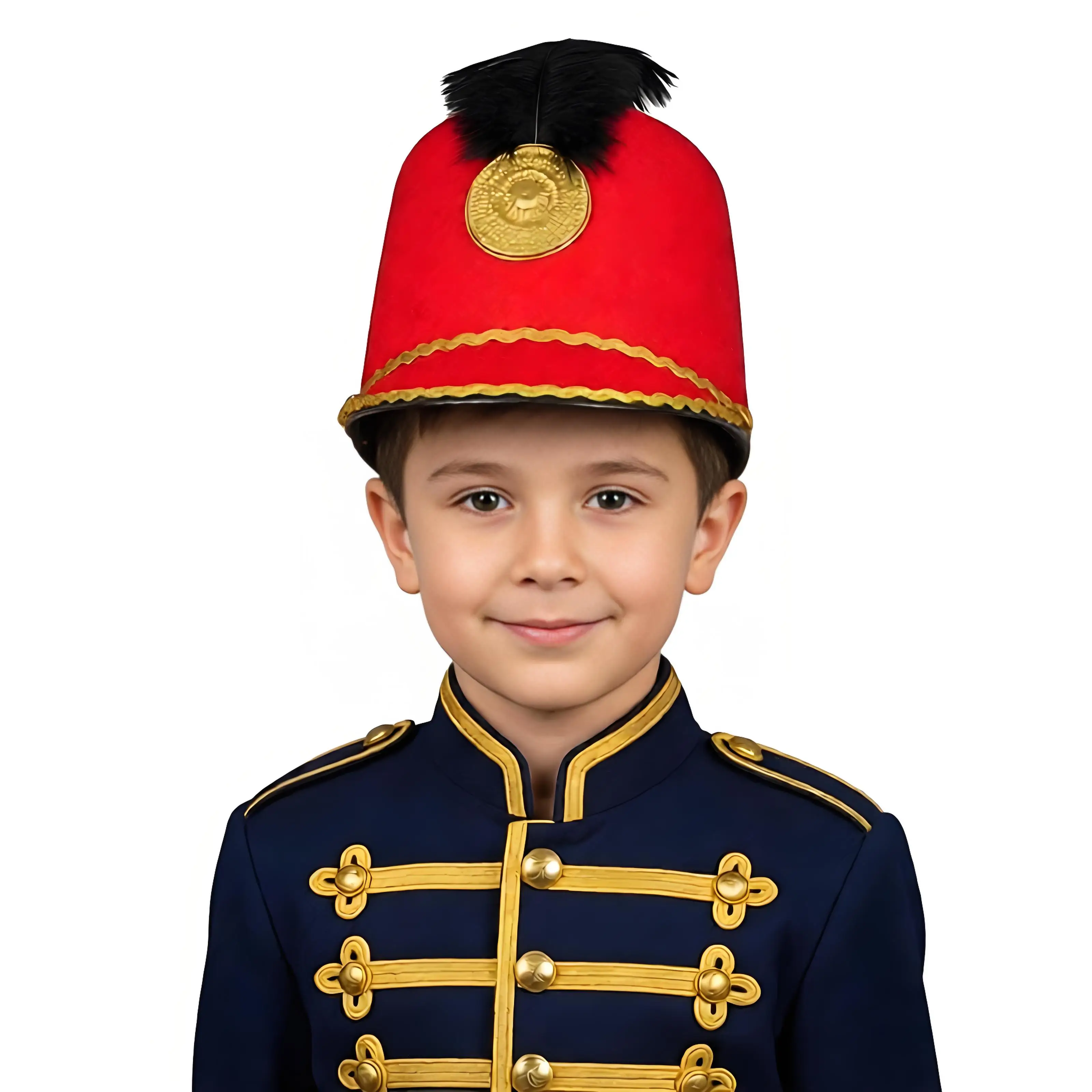 2pcs Drum Band Major Hat Soldier Confetti Cap Adult Teen Marching Band Drummer Circus Cosplay Costume Hat Stage Performance