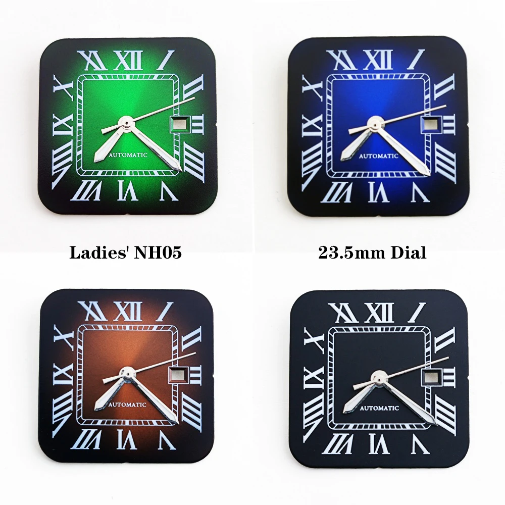 NH05 23.5mm Watch Dial Women's Dial Square Roman Numerals Suitable For 3 O'clock Date Movement Watch Accessories Repair Tools