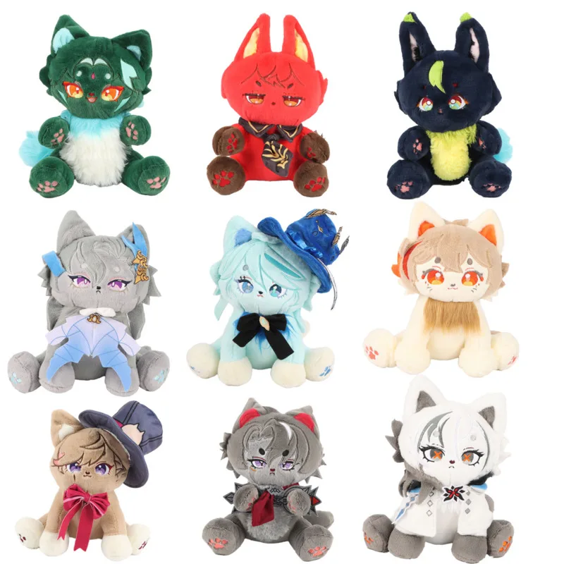 Cute Furina Meow Plush Genshin Impact Cat Plush Toys Peripherals Kaedehara Kazuha Neuvillette Diluc Mavuika Doll Decoration Gift