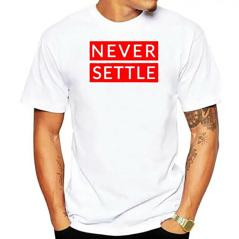 Men tshirt Never Settle OnePlus Red Unisex T Shirt women T-Shirt tees top