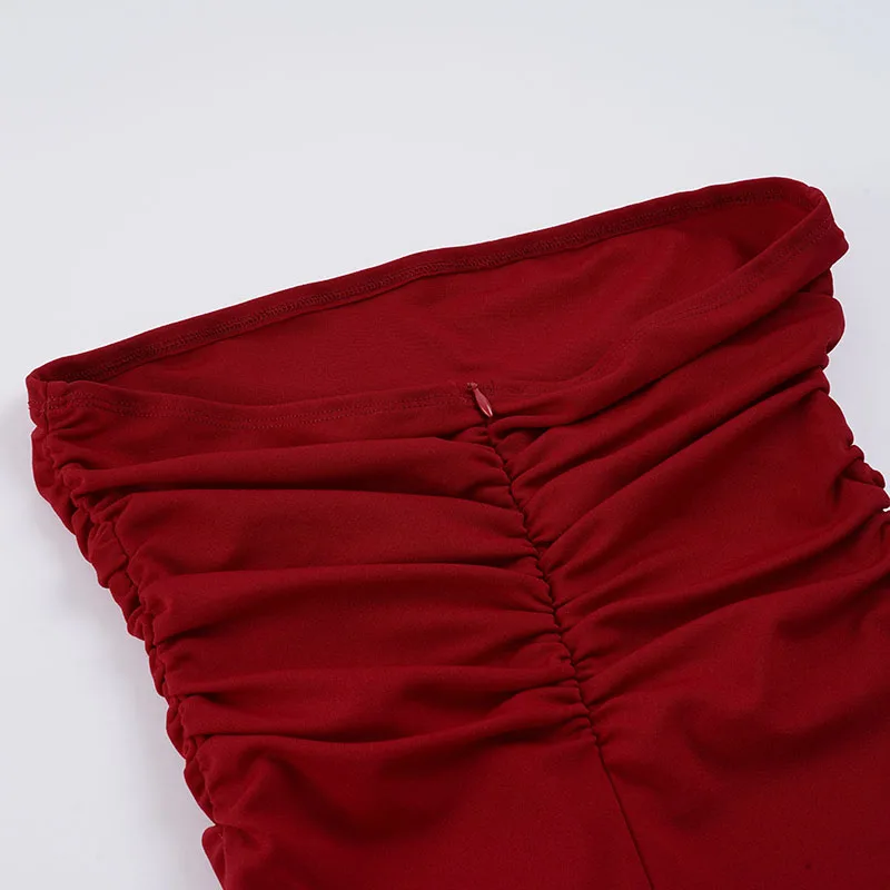 파티 클럽웨어 폴드 A라인 드레스 섹시 슬림 슬래시 넥 슬리브리스 맥시 드레스 여성용 2025 여름 패션 스트리트웨어