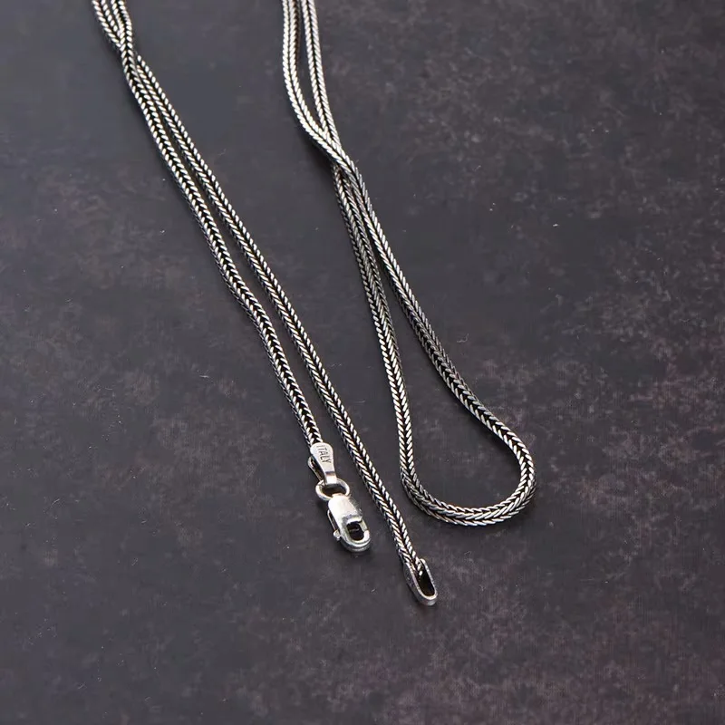 Unibabe Real Silver Chopin Chain Necklace For Woman Man Thai S925 Sterling Silver Fox Tail Necklace Personalized Jewelry