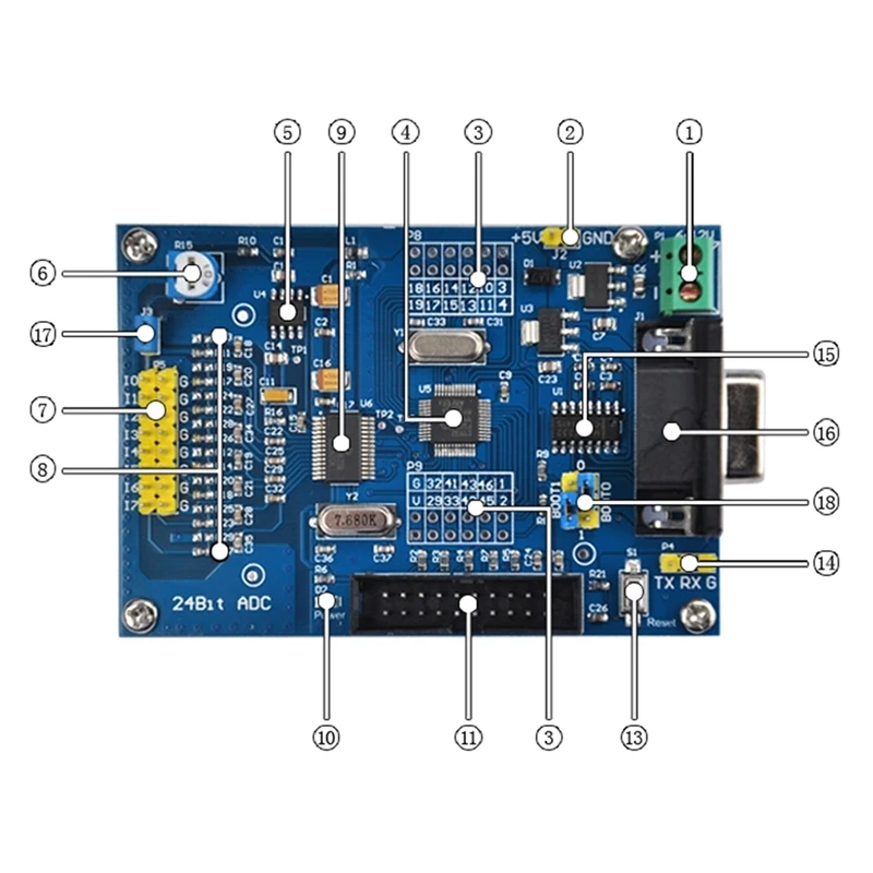 ADS1256 24-Bit AD High- Acquisition Module, 24-Bit ADC, STM32F103C8T6 AD Module.