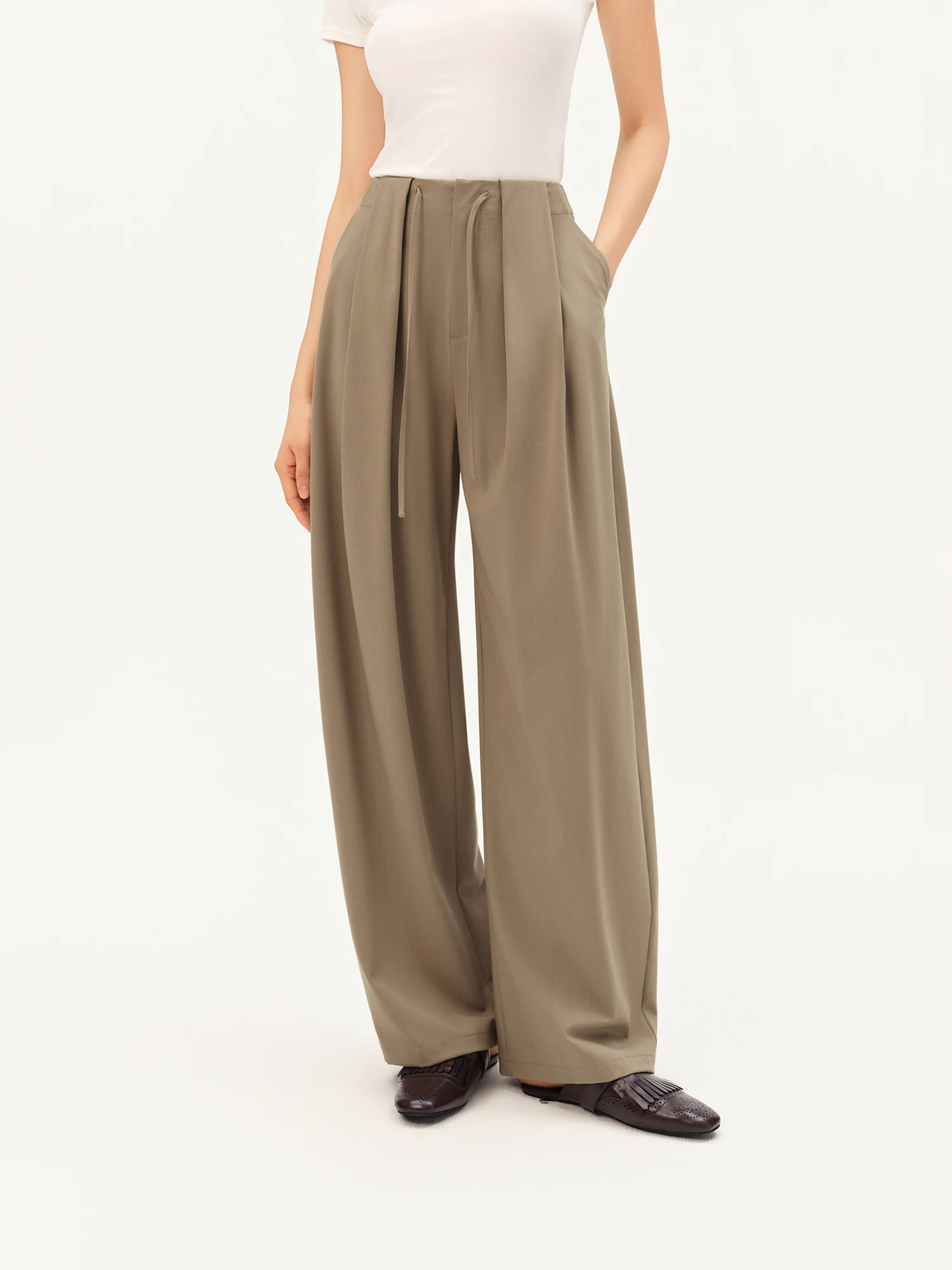 ZIQIAO 2026 Herbst Damen Elegante Micro-Tube-Hose mit Kordelzug und Hoher Taille - Stilvoller Büro- und Pendler-Look für den Alltag – Detail 7