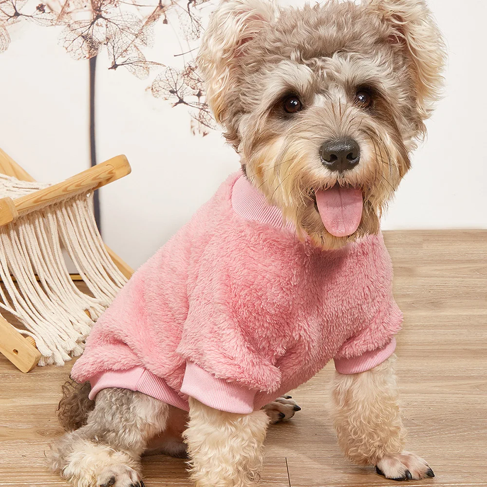 

Pet Supplies Pet Dog Pink Plush Autumn Winter Sweater Comfortable Breathable Warm Plush Cat Clothes Small Dog