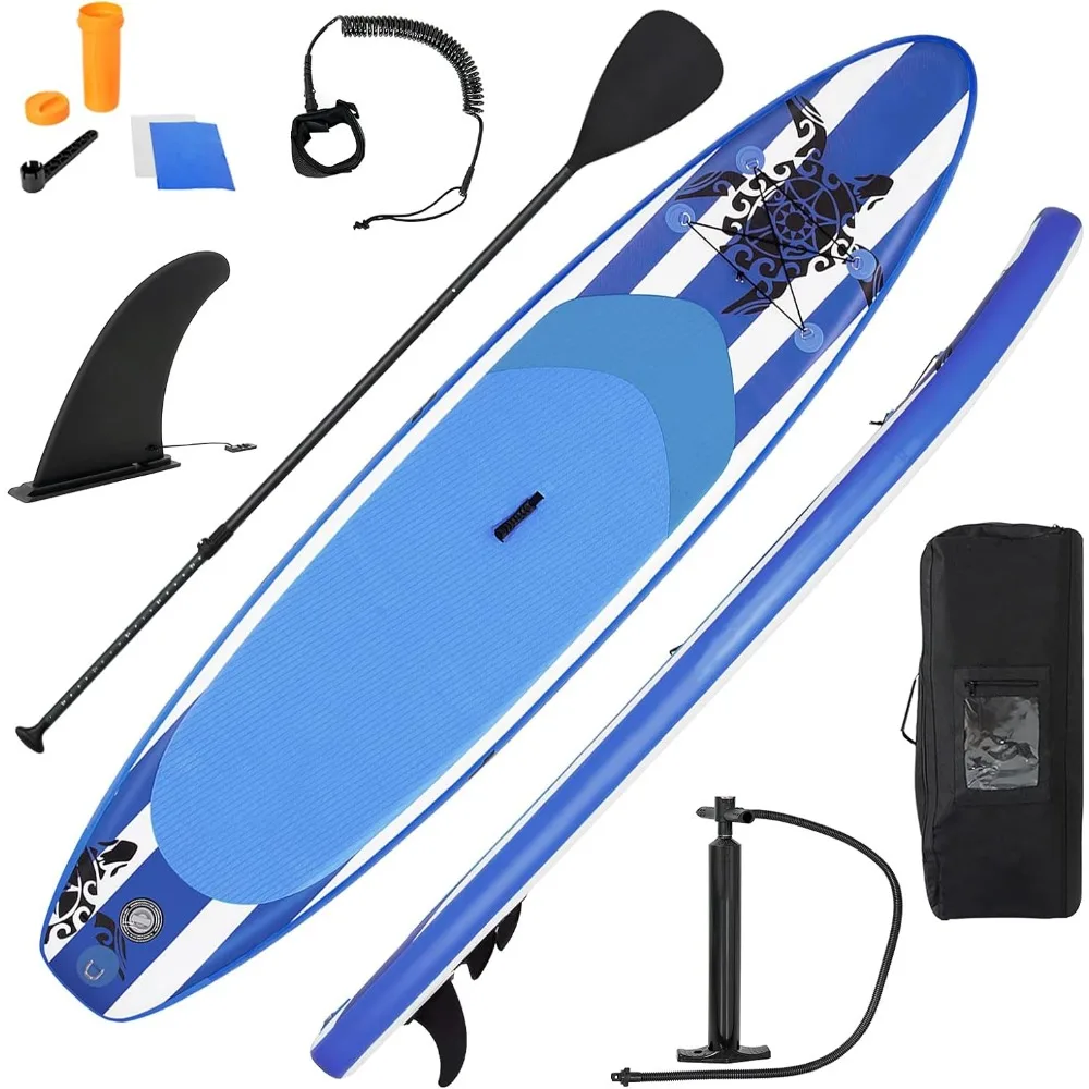 

Surfboard, Inflatable Stand Up Surfing Boarding with Hand Pump, Adjustable Paddle, Carrying Bag Removable Fin Surfboard