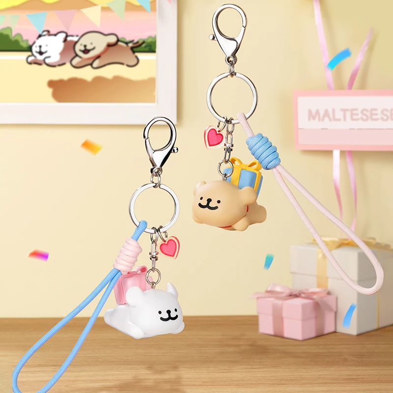 Funism Official Maltese Line Puppy Keychain Series Couple Style Cute Collectible Backpack Keychain Decor Toy Birthday Gift