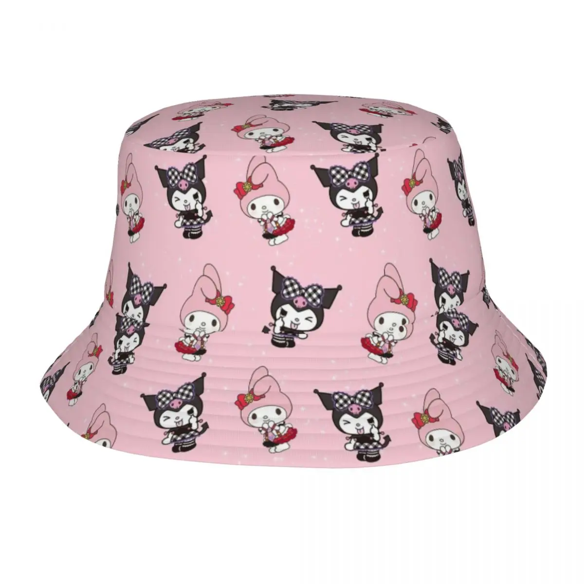 Cute Kuromi My Melody Bucket Hat Summer Vocation Cartoon Sun Hat Streetwear for Outdoor Fishing Fisherman Hat Ispoti Cap