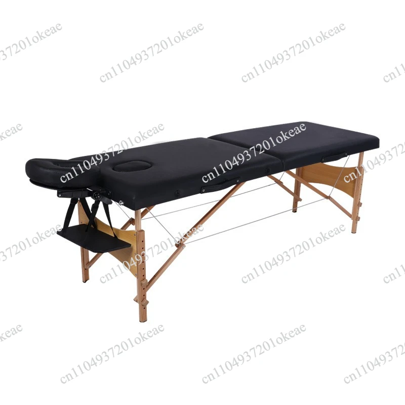 60 cm multifunctional folding massage bed, adjustable lift bed, wooden leg design, portable