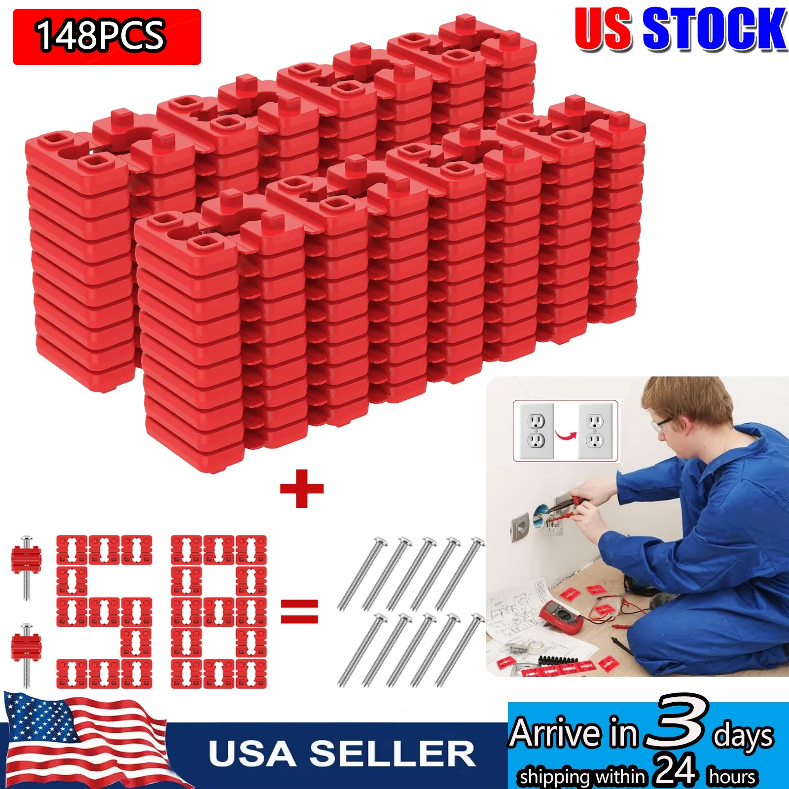 

148Pcs Outlet Spacers for Electrical Box with10Pcs Long Electrical Outlet Screws Switch Receptacle Spacers Loose Outlet Plug Fix