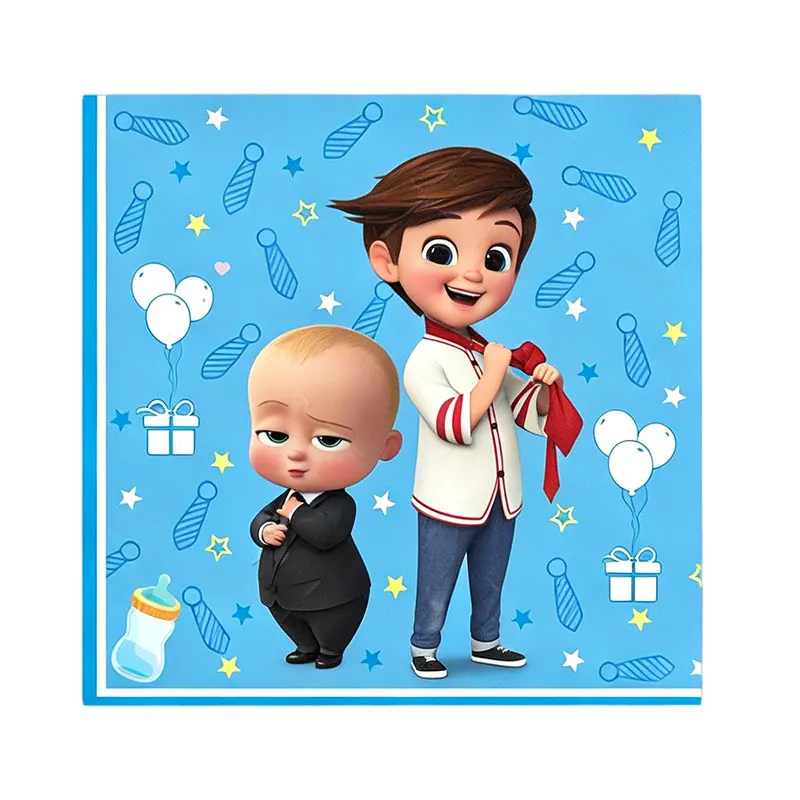 Blaues Little Executive Baby B-BOSSED Duschparty-Dekorationsset mit Einwegteller, Bechern, Servietten, Banner und Ballons für Geburtstagsfeiern – Detail 28