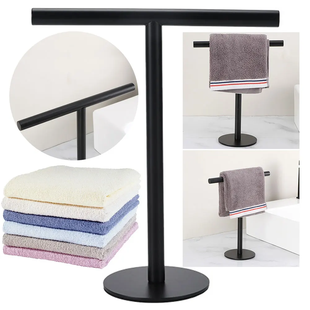 

Stainless Steel Towel Rack Free Standing T-Shape Towel Bar Rack Bath Towel Bar Stand for Bathroom Kitchen Vanity Countertop
