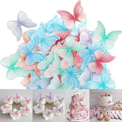 48Pcs Wafer Paper Butterflies for Cake Decor 3D Butterfly Cupcake Toppers Wedding Birthday Baby Shower Party Decoration Supplies