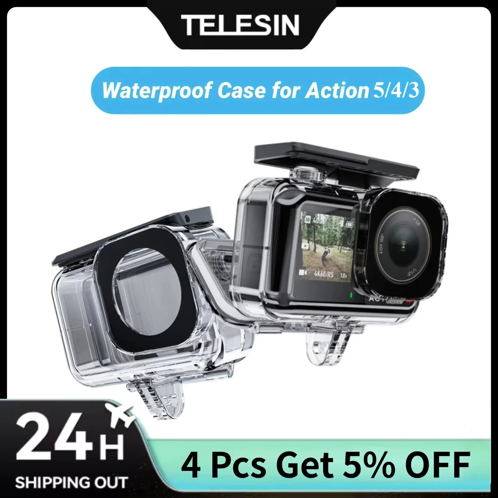 

TELESIN 45M Diving Waterproof Case for DJI OSMO Action 5 Pro 4 3 Accessories Underwear Diving Case DJI Action Camera Accessories