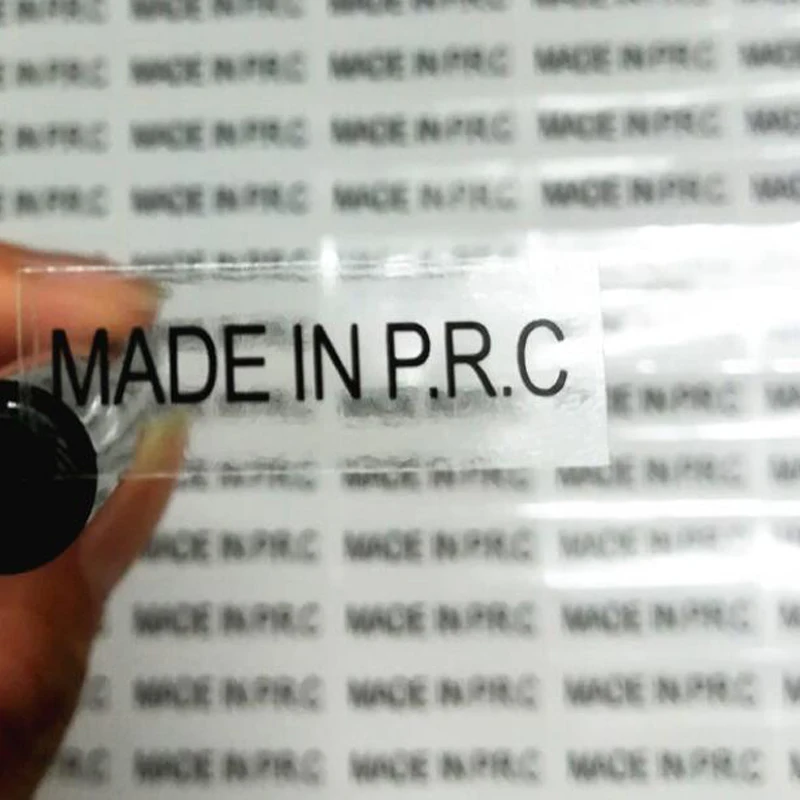 

1000pcs 30x10mm White or Transparent Label MADE IN P.R.C Stickers Country of Origin