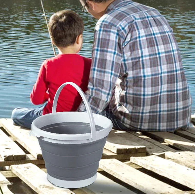 Portable Folding Bucket Silicone Plastic Water Bucket Indoor Outdoor Fishing Car Bucket Travel Home Multi function