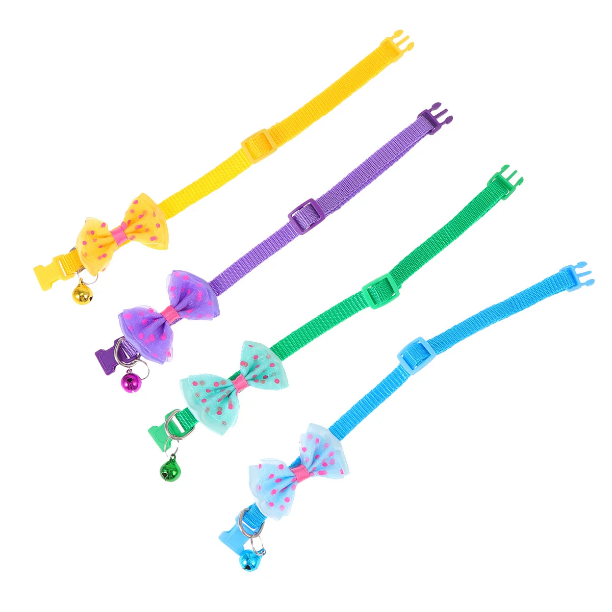 

4Pcs Bowknot Collar Pet Dog Adjustable Durable Comfortable Good Texture Fashionable Decor Yellow Skyblue Green Purple