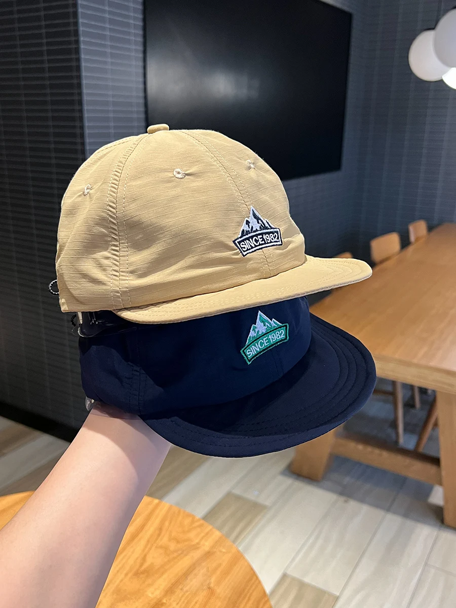 

Quick-Drying Summer Outdoor Mountain Embroidery Flat Eaves Cap Sun Protection Mountaineering Drawstring Short-Brimmed Peaked Cap